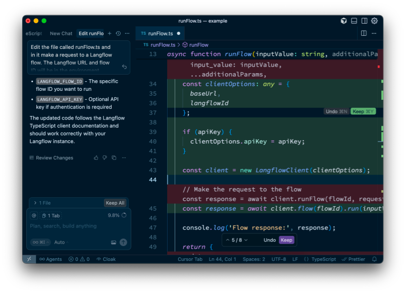 Now with the docs at the agents fingertips, the updated code is correct.