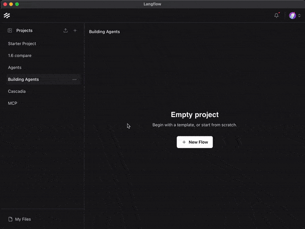 Click on the new flow button, which shows you some templates. Click on blank flow and you will see an empty canvas.