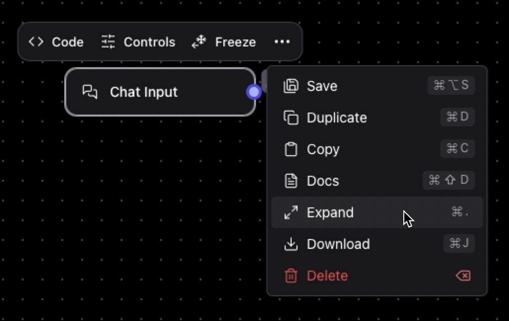 The three dots in the component menu open extra options, including Expand.