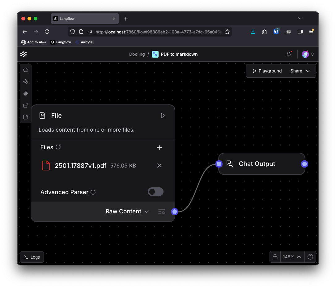 PDF 파일의 원시 콘텐츠를 내보낼 수 있는 기본 파일 컴포넌트의 모습이다.